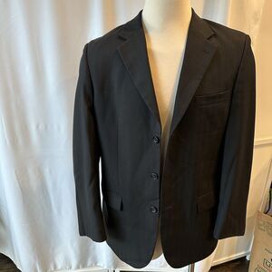 Caravelli Men Blazer Suit Jacket 40R Black Stripe 3-Button Paris 3B Italy